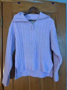 Pink Republic Lavender Half-Zip Cowl Sweater